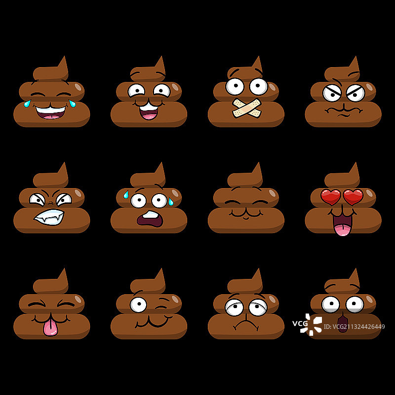 可爱滑稽的便便表情符号合集图片素材