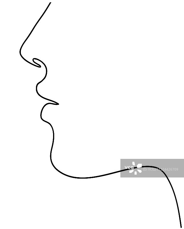 女人侧脸连续线条艺术画图片素材