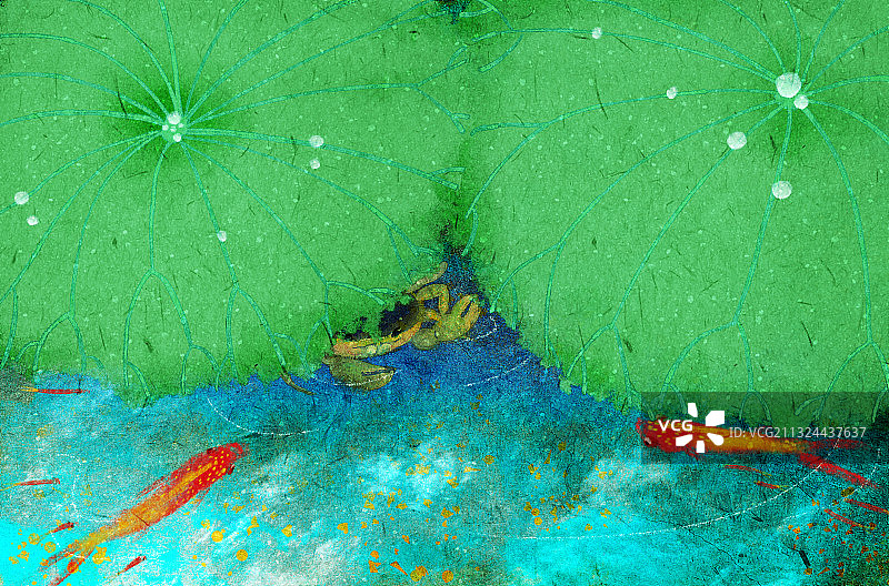 夏天池塘风景图片素材