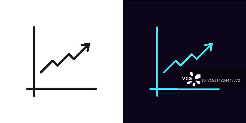 向上增长图表线性图标图片素材