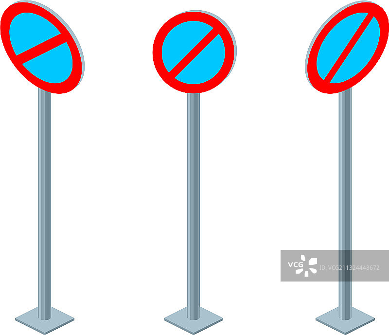 禁止停车或等待交通规则道路标志图片素材