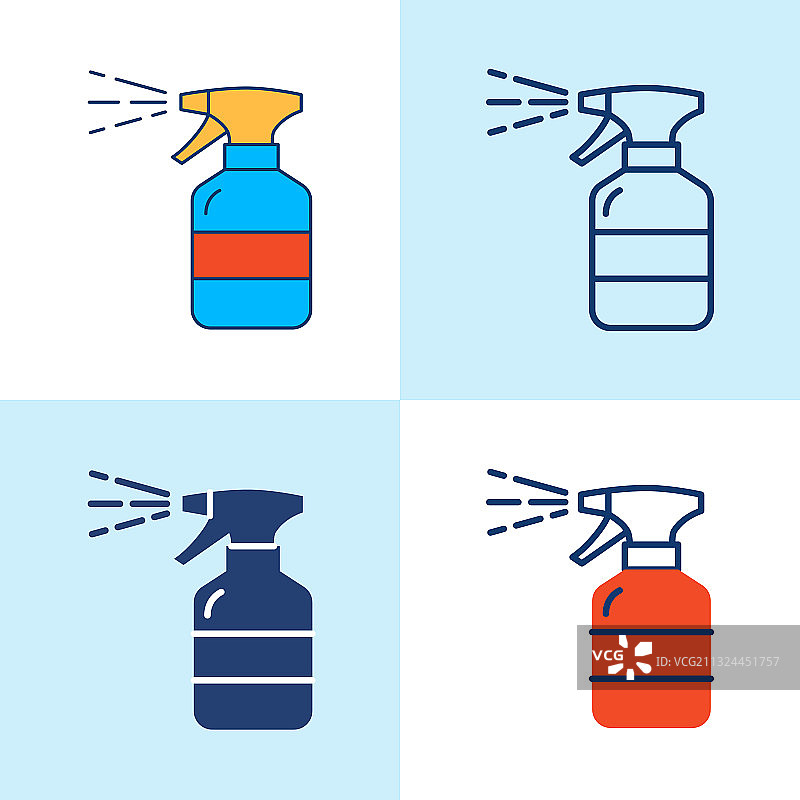 线型洗手液喷雾图标集图片素材