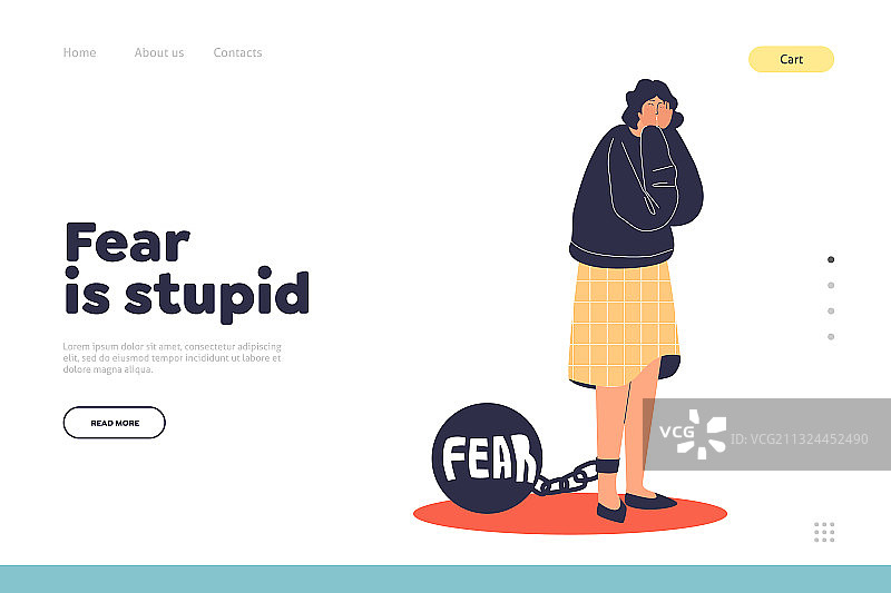 以恐惧和抑郁为主题的着陆页图片素材
