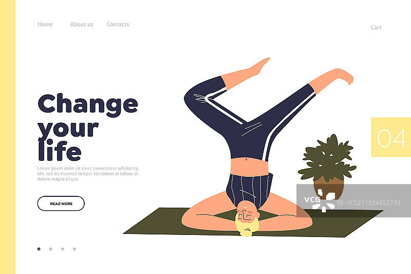 改变生活概念着陆页与女性图片素材