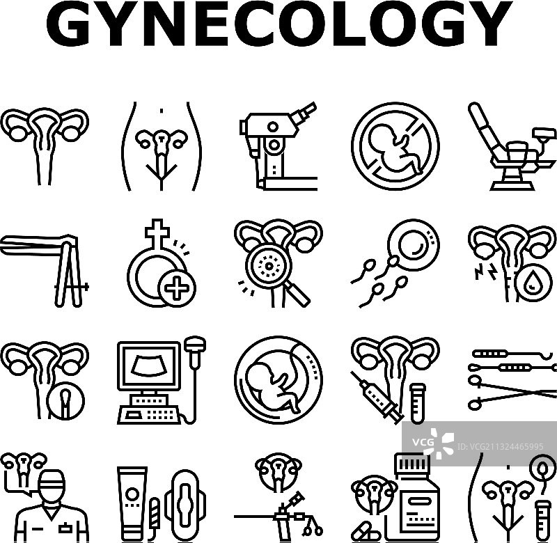 妇科治疗图标集合图片素材