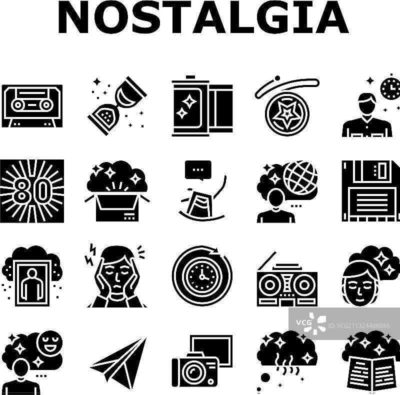 怀旧记忆收藏图标合集图片素材