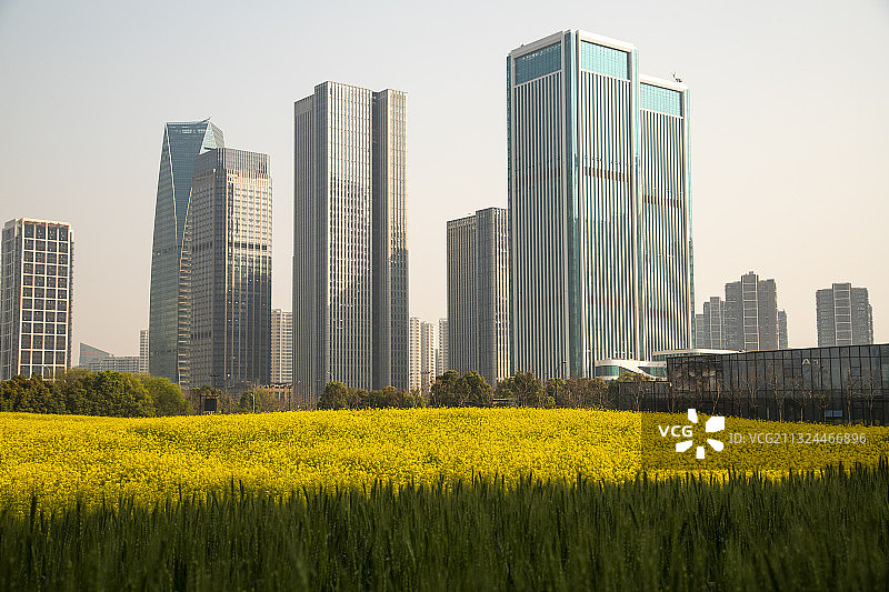 城市建筑与农田图片素材