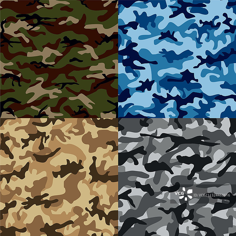 多色迷彩无缝图案套装图片素材