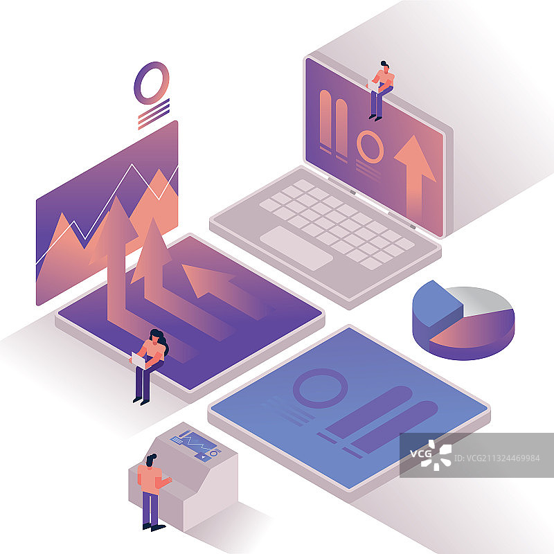 人们使用笔记本电脑和图表进行统计图片素材