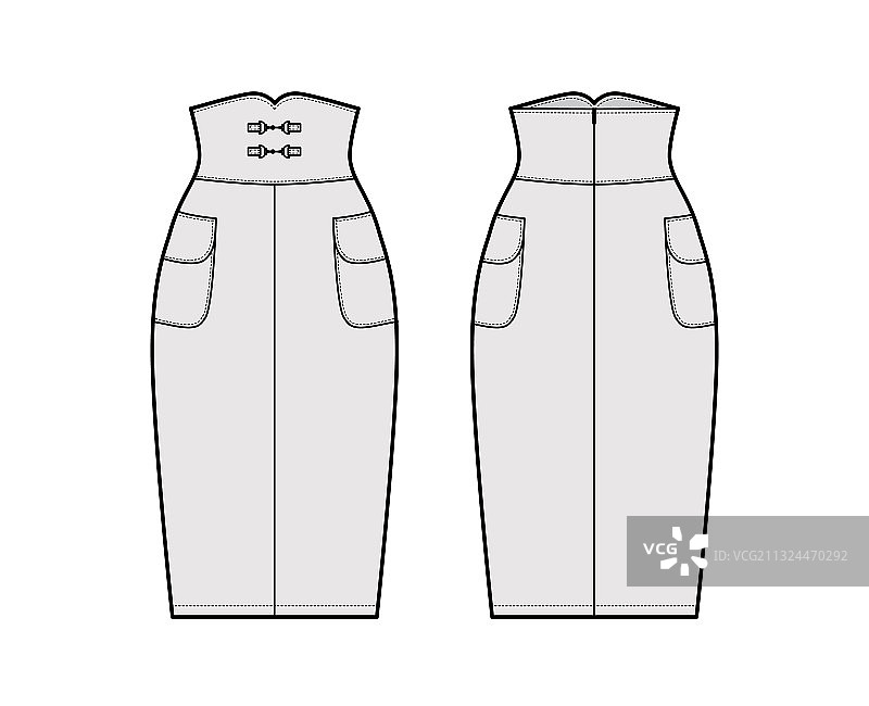 高腰包臀裙技术时装图片素材