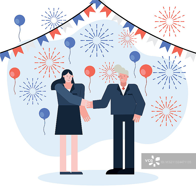 夫妇敬礼和花环选举的候选人图片素材