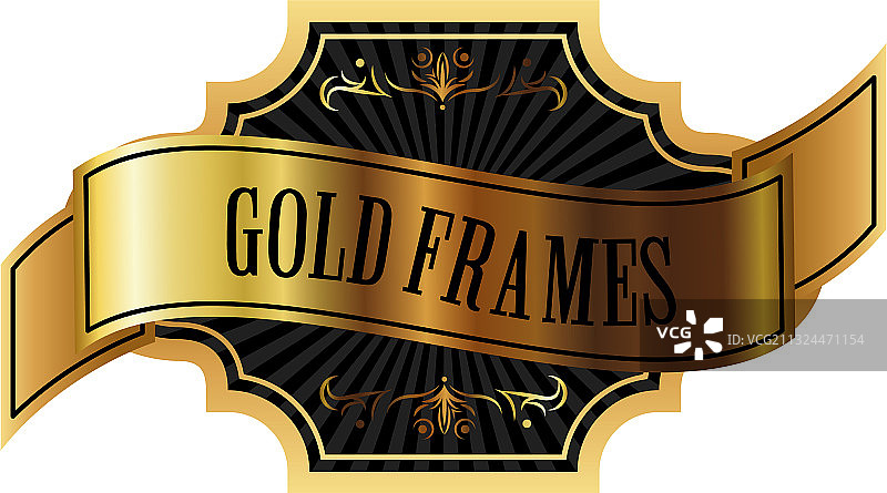 带文字的金色框架标志图片素材