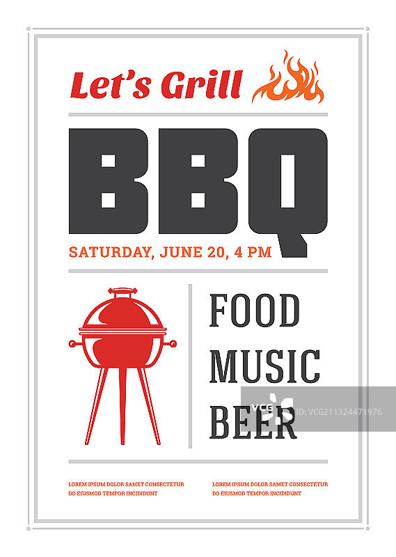 烧烤派对宣传单或海报设计图片素材