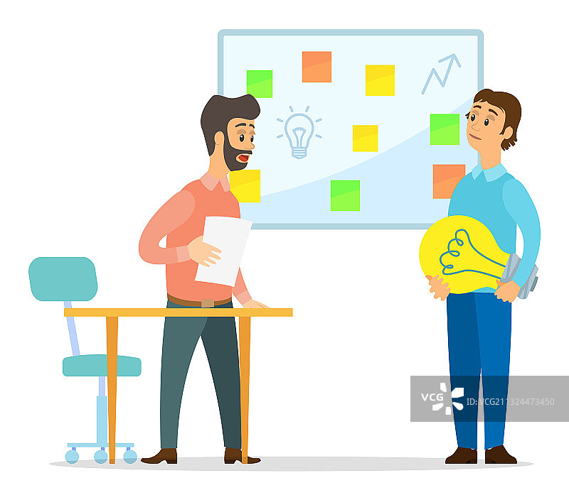 办公室里的商务男士与灯泡图片素材