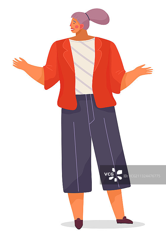 双手放在身体两侧的白人女商人图片素材