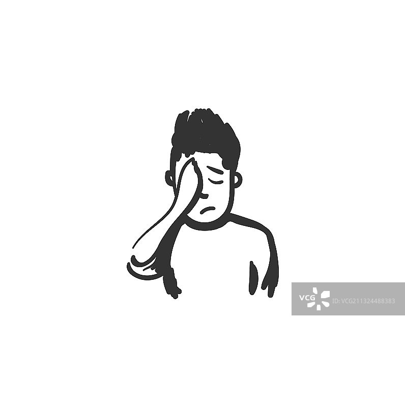 羞愧感图标轮廓草图图片素材