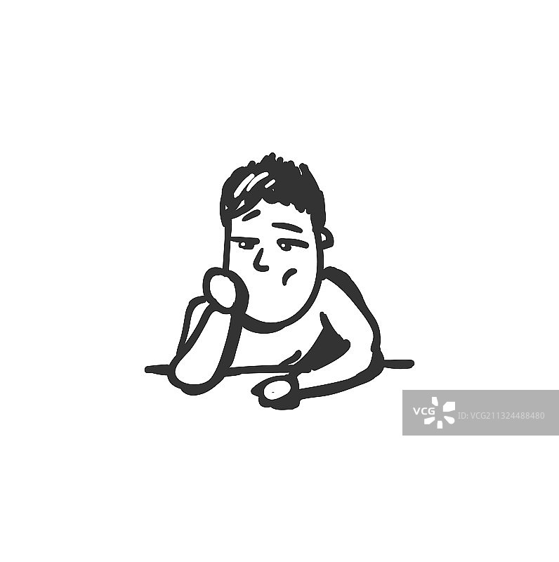 无聊感图标轮廓草图图片素材