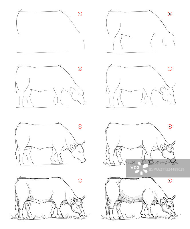 如何绘制布列塔尼乳牛的想象草图图片素材