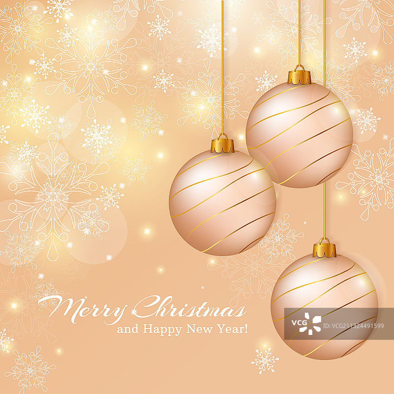 带有圣诞球的贺卡图片素材