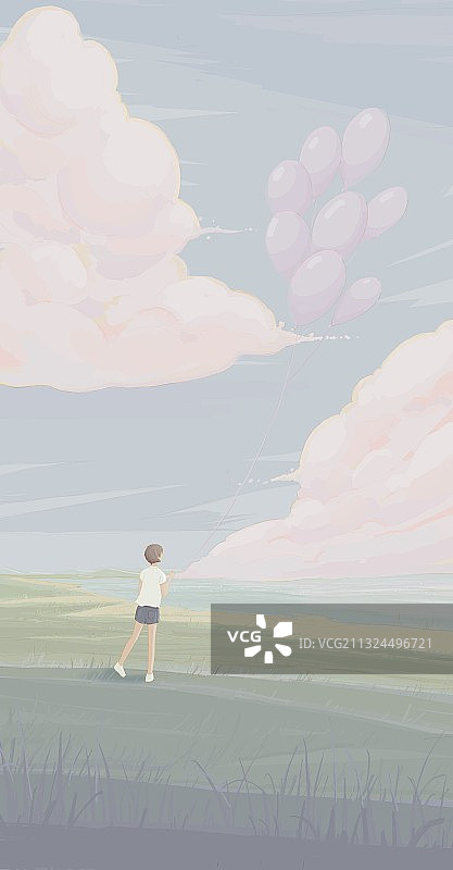 一个女孩的旅程 治愈清新图片素材