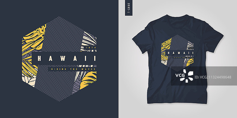 夏威夷T恤几何花卉设计图片素材