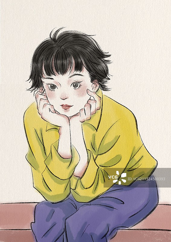 女孩插画图片素材