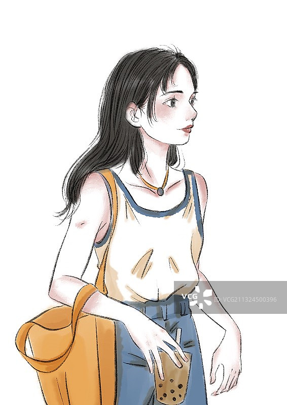 女孩插画图片素材