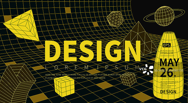 扁平化抽象几何三维模型创意时尚海报图片素材