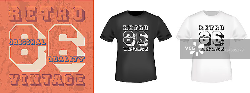 复古86号T恤印花图片素材