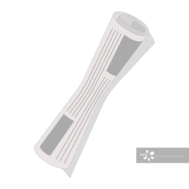 白色背景上孤立的卷报纸图片素材