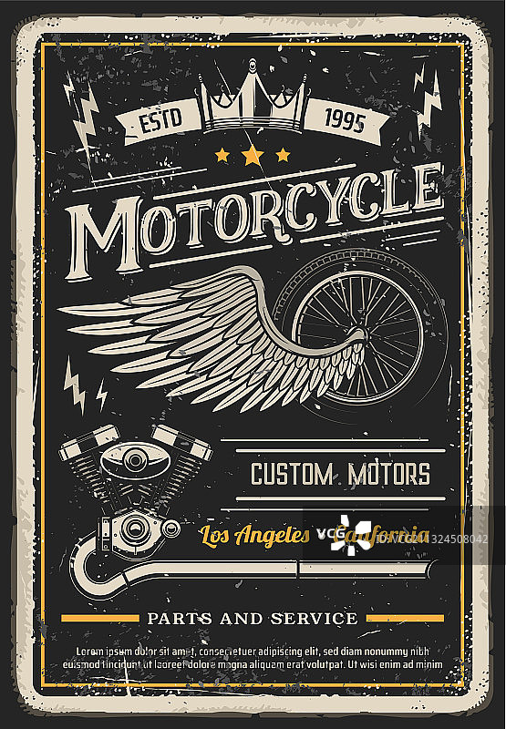 复古摩托车海报：改装车库图片素材