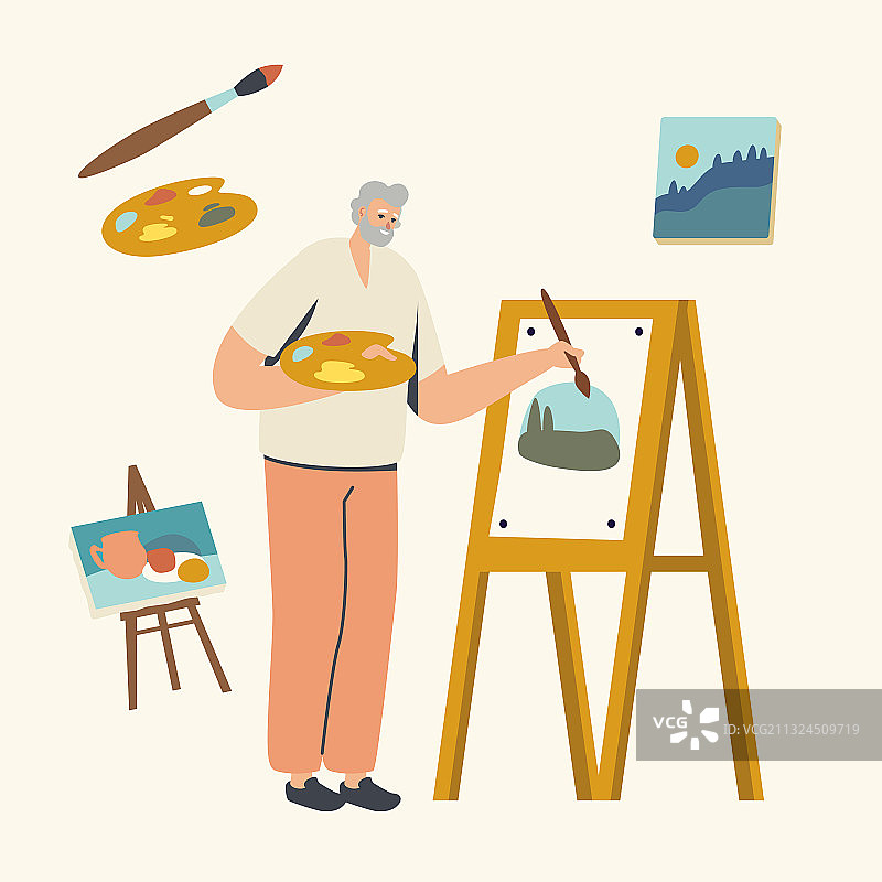 老年男性艺术家图片素材