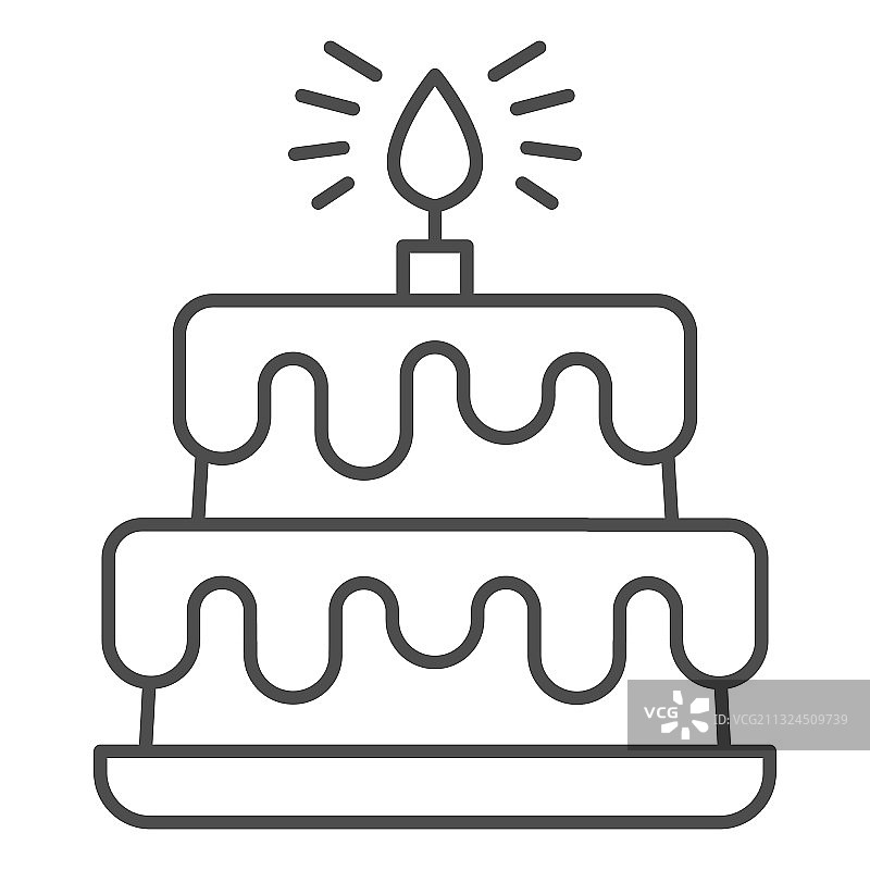 生日多层蛋糕细线图标图片素材