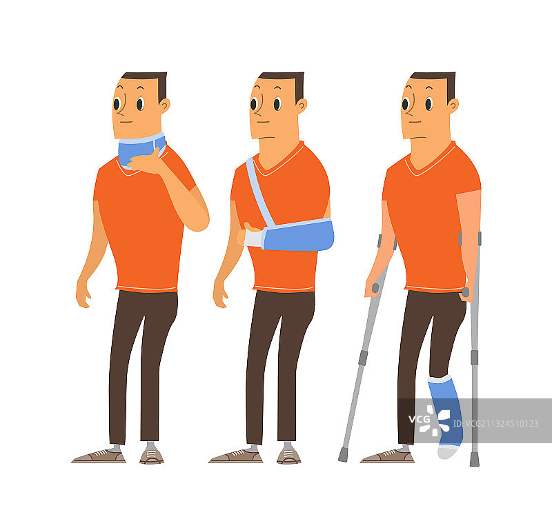 卡通石膏模型中的受伤男人图片素材