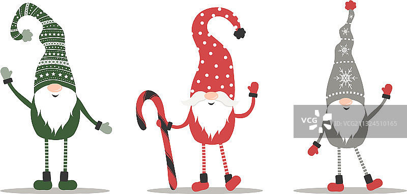 戴红色圣诞帽的可爱小矮人，白色背景图片素材