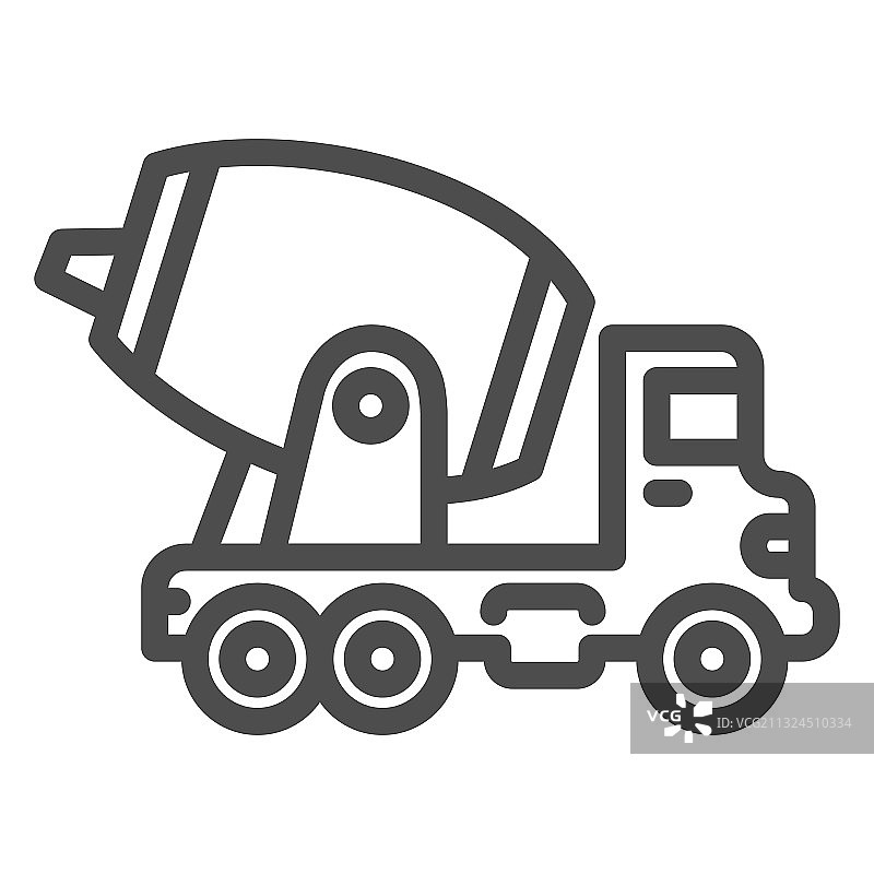 混凝土搅拌车线条图标重型设备图片素材