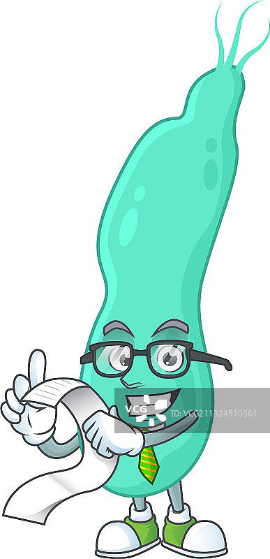 带菜单的幽门螺杆菌卡通吉祥物图片素材