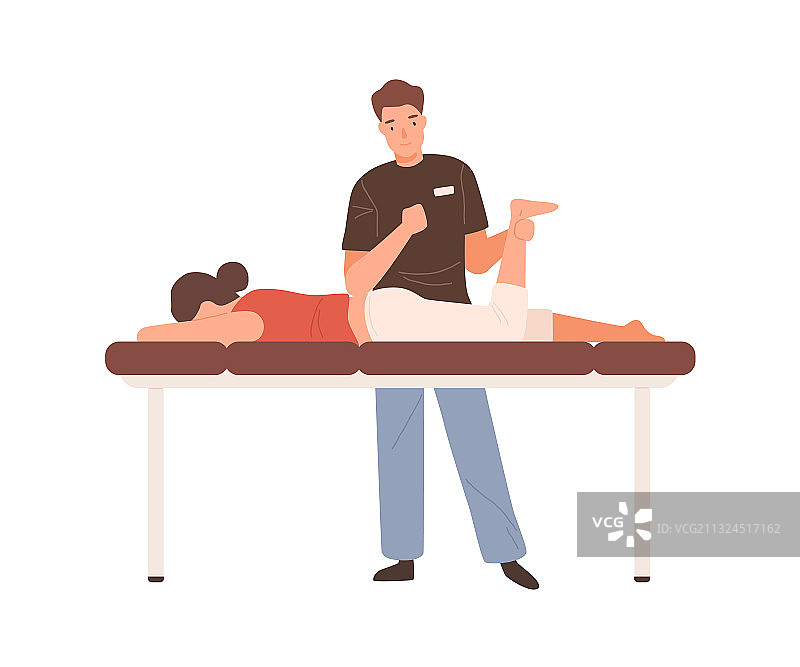 年轻男按摩师或整骨医生进行手法治疗图片素材