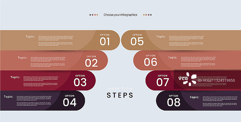 带有文本细节的8选项信息图模板图片素材