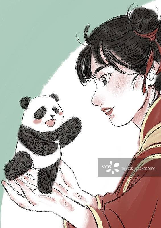 掌中熊猫图片素材