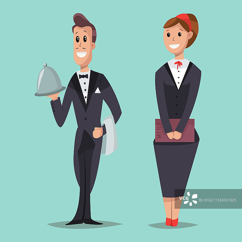 服务员卡通扁平风格人物图片素材