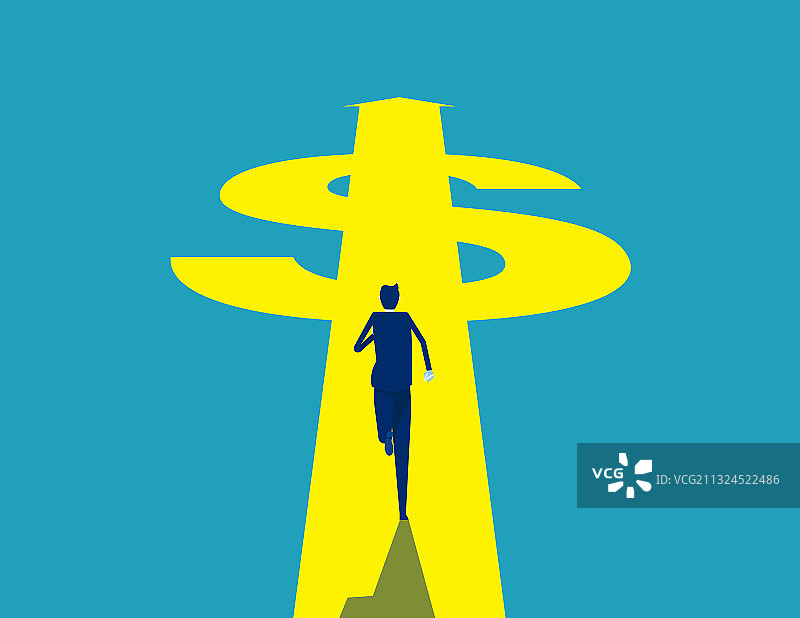 男人奔跑在通往财富的道路上图片素材