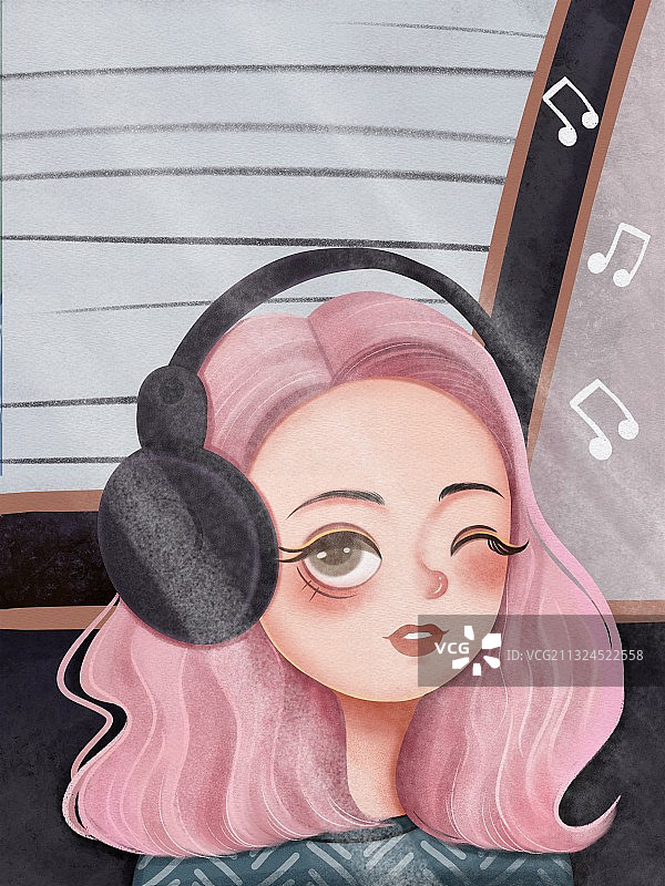 听歌的女孩图片素材