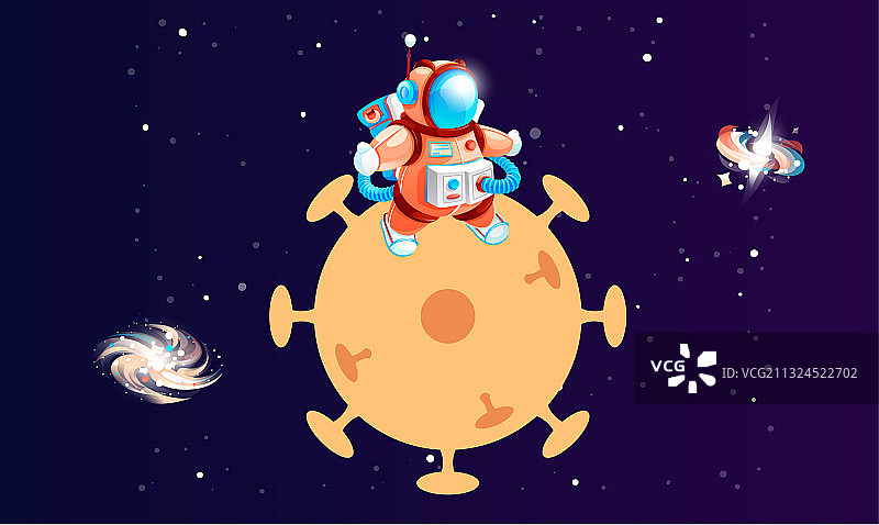 卡通宇航员在星球上图片素材
