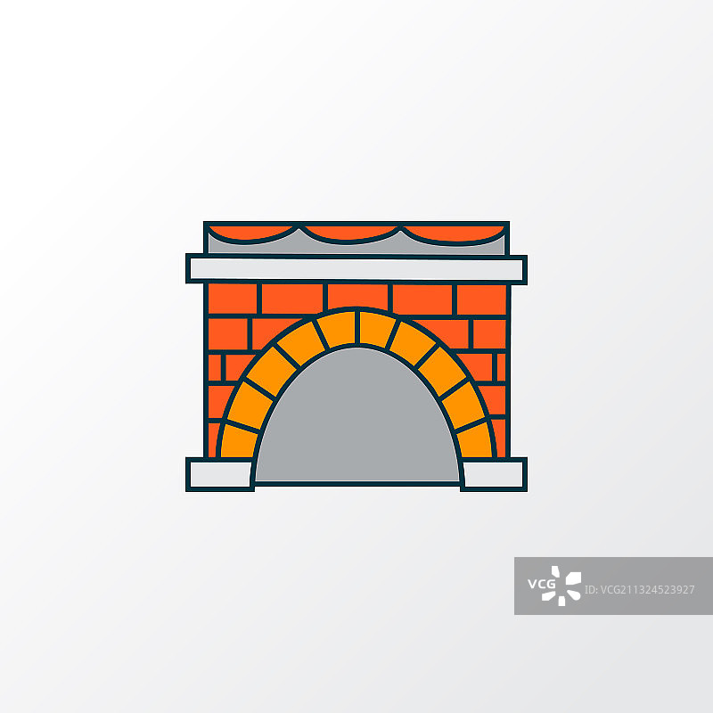 彩色线条壁炉图标高级符号图片素材