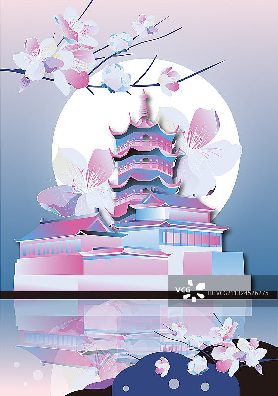 南京樱花鸡鸣寺月圆中秋春江花月夜广寒宫图片素材