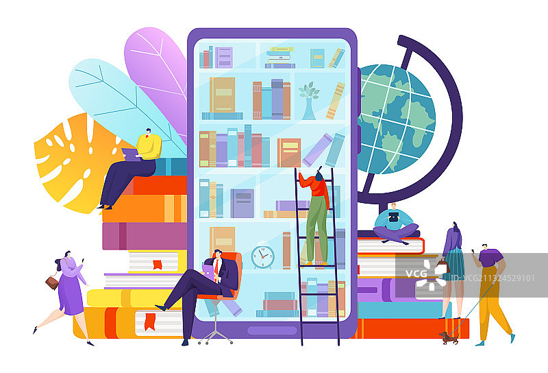 具有数字图书技术的图书馆图片素材