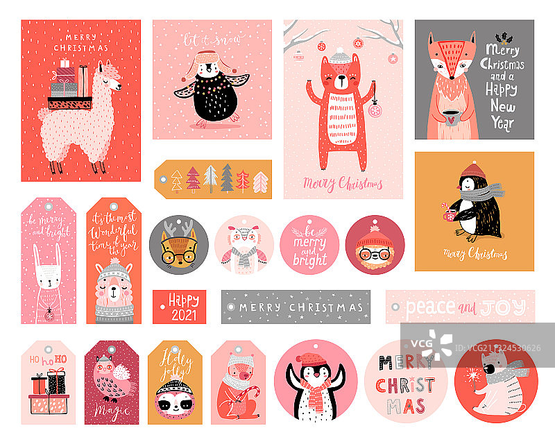 庆祝森林动物可爱礼品标签图片素材