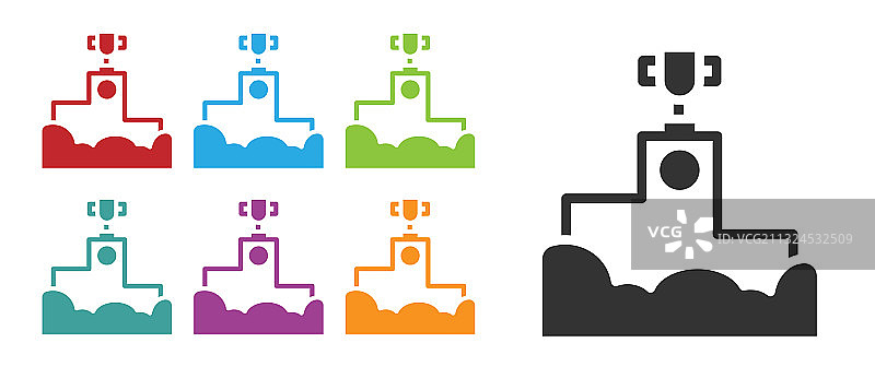 体育赛事领奖台黑色奖杯图标图片素材