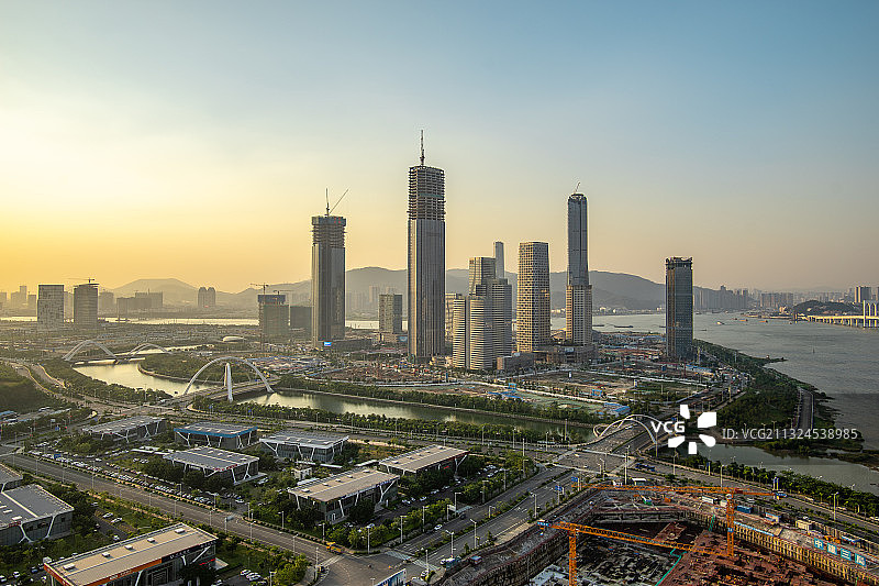 广东省珠海市横琴自贸区金融岛建筑景观图片素材